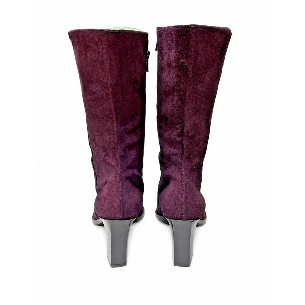 Banana Republic Mid Calf Suede Boots Vintage 1990's Re-Dyed Violet Purple